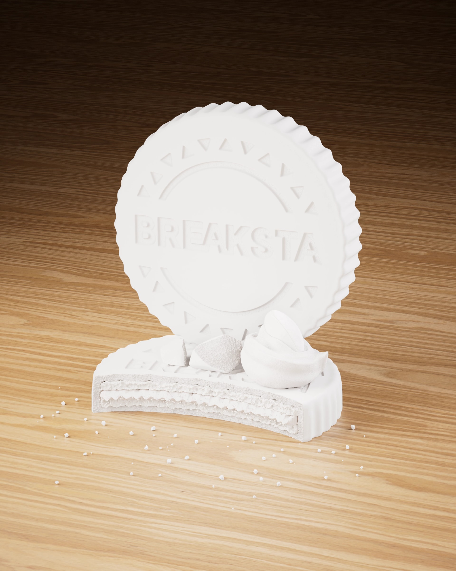 Clay CGI render of the product