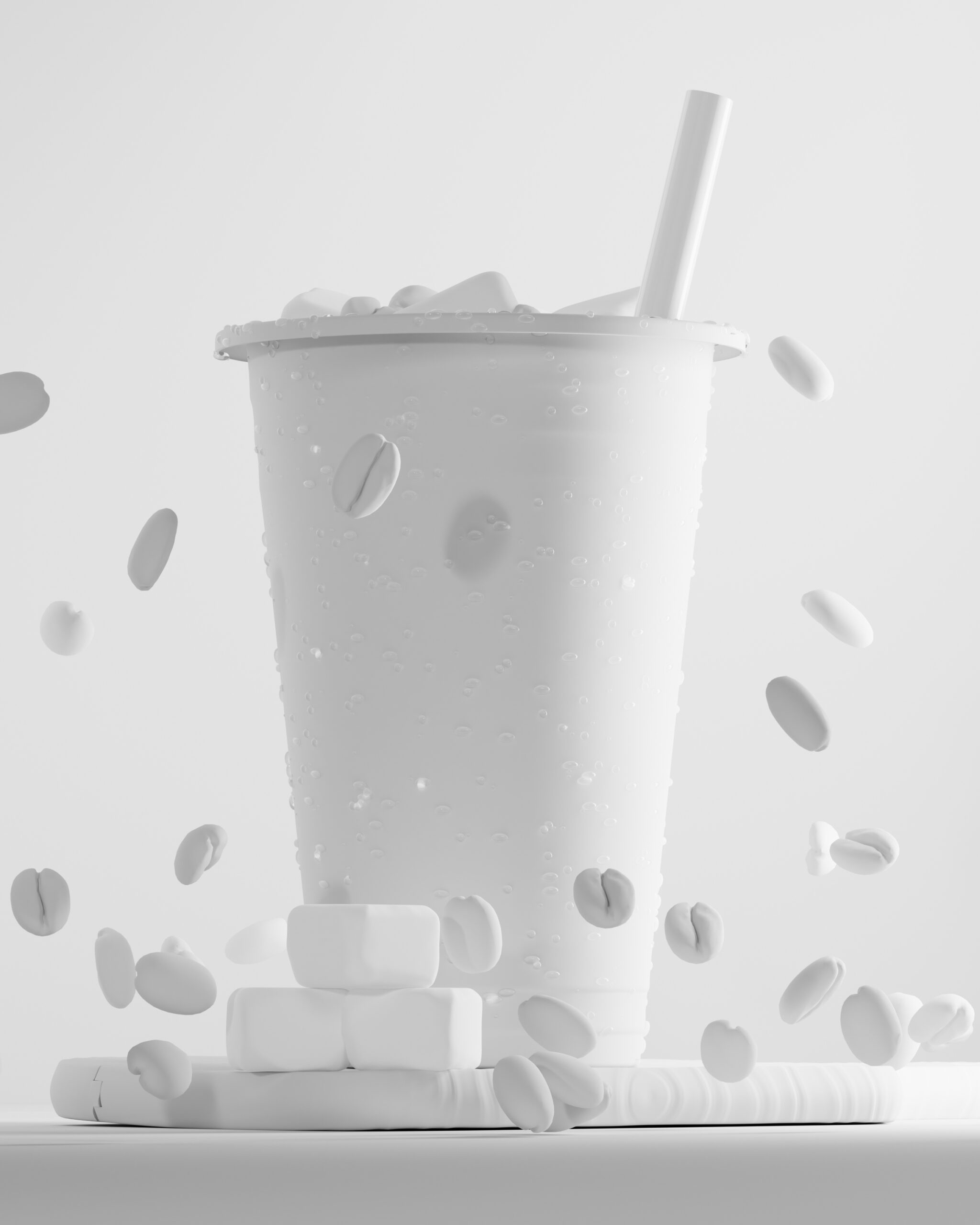 Trasimeno Coffee: High-End 3D Product Visualization & Beverage Branding. clay render