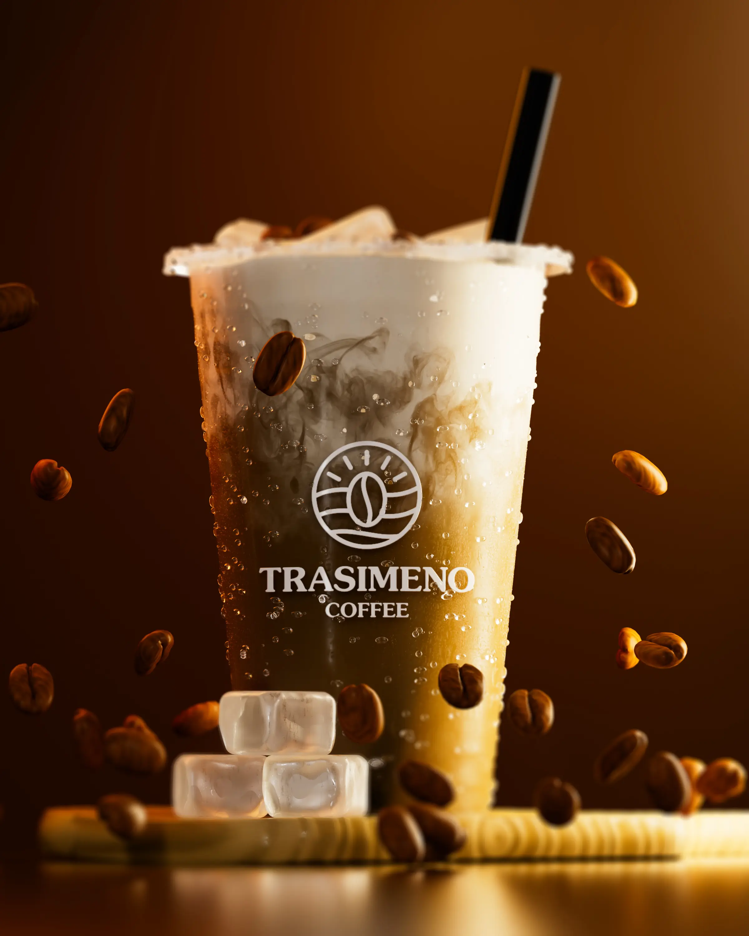 Cinematic 3D food CGI of a chocolate bar splash with flowing liquid caramel and flying nuts by Bader CGI badercgi